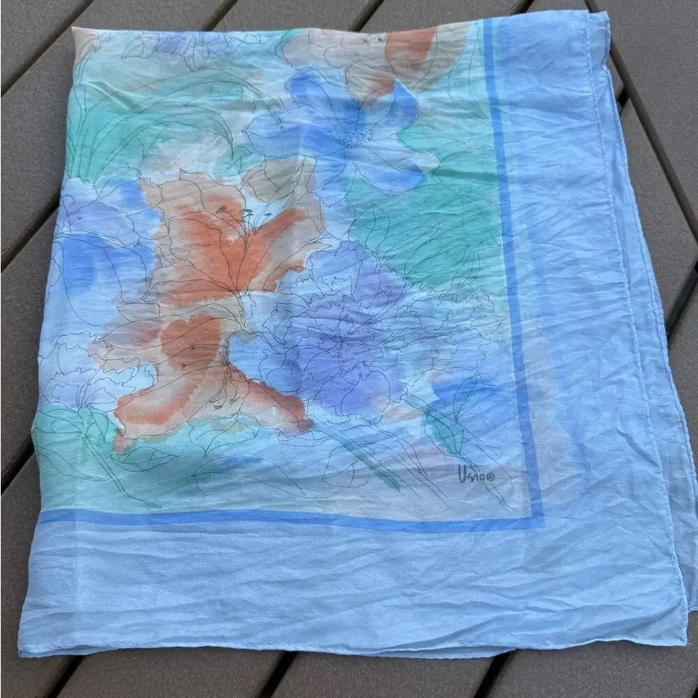 Vera Silk Floral Watercolor Square Scarf